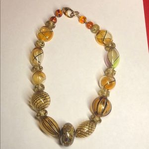 🟡 HAND BLOWN GLASS BEAD NECKLACE
